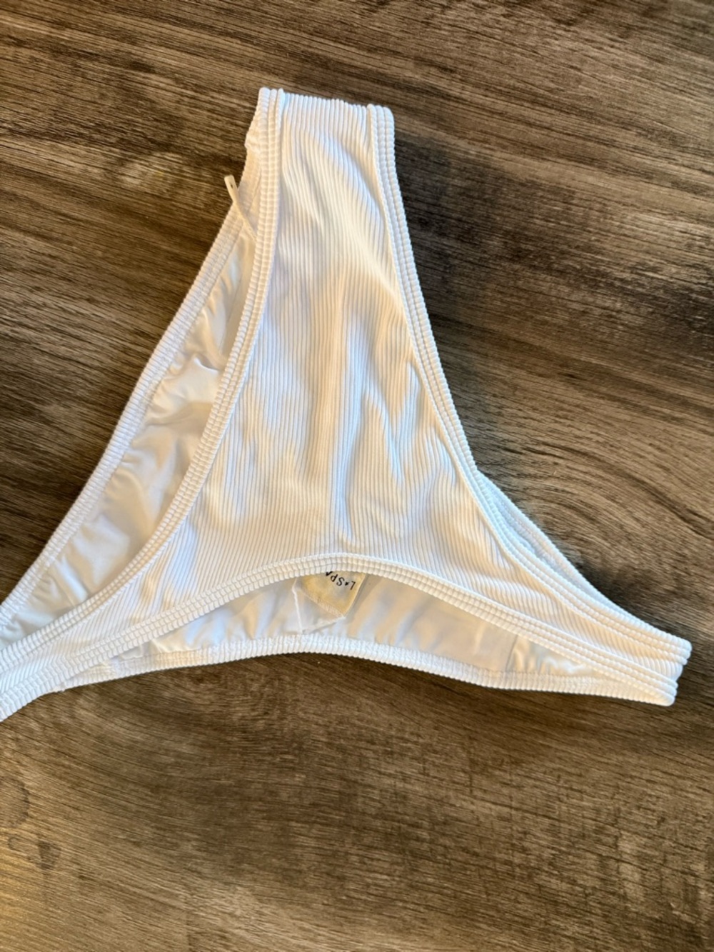 L Space White Ribbed Bikini Bottom NWOT